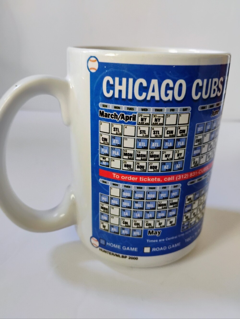 VTG Chicago Cubs 2000 Schedule Ceramic Mug MLB Baseball Souvenir White/Blue/Red